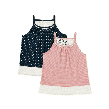 NEW Girls Shirt Tank Top Size 7-8 Medium Pink Gray Stripe Sleeveless Summer